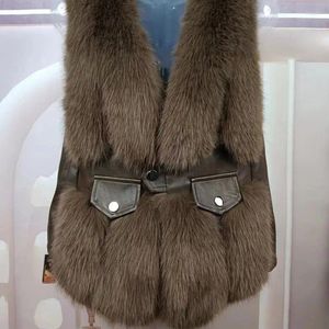 Women's Fur 2023 Autumn Winter Fashion Slim Sleeveless Jacket Female Imitation Waistcoats Ladies Warm Faux Vest Coats A550