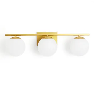 Wall Lamp Bathroom Vanity Light Fixtures 3 Lights Gold With Milk White Glass Globe Modern Industrial Over Mirror
