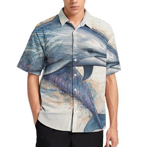 Men's Casual Shirts Dolphin Shirt Realistic Cartoon Beach Loose Summer Aesthetic Blouses Short-Sleeve Pattern Oversize Clothing