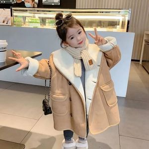 Coat Winter Kids Suede Khaki Parka Jacket Children Clothing Girls Boys Jacket Clothes Faux Teddy Fur Coat Snowsuit Outerwear Overcoat 231019