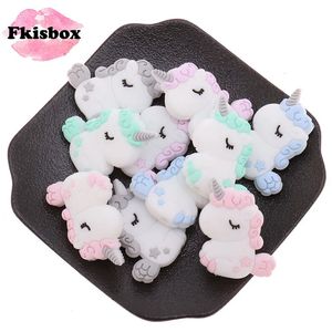 Teethers Toys 20pc Unicorn Silicone Animal Teether Beads Bpa Free Baby Teething Necklace Diy Chewable Denticion Jewelry Nursing Pacifier Chain 231020