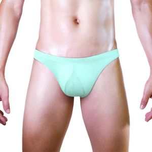 Underbyxor män is silk bekväm bikini trosor sexig utbuktning påse mjuka stammar underkläder andas underkläder ren se genom shorts