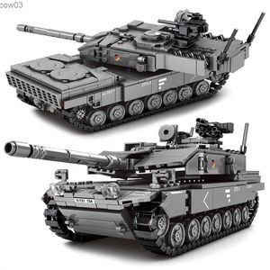 Blocos tanques desafiador leopardo principal batalha soldado blocos de construção tijolos crianças brinquedos r231020