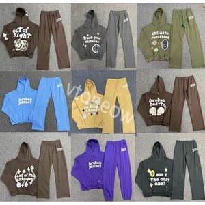 2023brokens pianeti Schiuma lettera stampa felpa con cappuccio sciolto Mens Y2k felpa con cappuccio 3D Schiuma Graffiti Lettera Maglione Hip Hop Harajuku Felpe Pullover Donna abiti a maniche lunghe