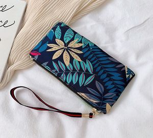 10 Stück Geldbörsen Oxford-Blattdruck Große Kapazität Telefon Lange Clutch-Tasche Mischfarbe