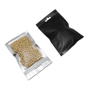 Black White Smell Proof Foil Bags Matte Self seal Bags Food Storage Aluminum Foil Pouches Resealable Bags Black Zipper Lock Bag With Hang Hole