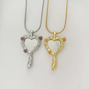 Pendant Necklaces Magic Mirror Necklace For Women Girls Fashion Heart-shaped Wedding Party Gold Plated Princess Jewelry Accessories