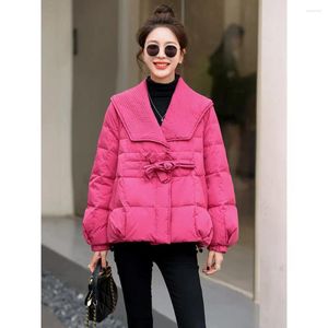 Frauen Trenchcoats Luxus Daunen Baumwolle Jacke Frauen Winter Kurze 2023 Koreanische Mode Große Revers Designer