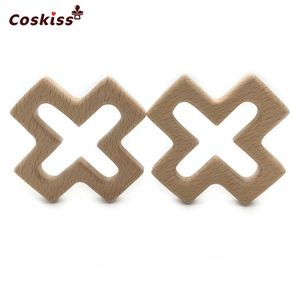 Teethers Toys 50pcs DIY Wooden Personalized Pendent Organic Beech Wooden Cross Natural Handmade Baby Wooden Teether For Baby Teething Nursing 231020