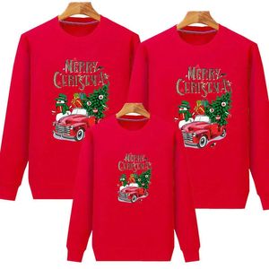Aile Eşleşen Kıyafetler 2024 Noel Kıyafetleri Ebeveyn-Kids Takım Yıl Sweatshirt Aile Partisi Kırmızı Festival Sonbahar ve Kış Kesikli Giysiler 231019