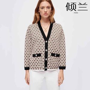 Maglieria da donna PATADS French M Family 23 Inizio Autunno Moda Vintage Jacquard Abbellimento Cardigan lavorato a maglia CA00287