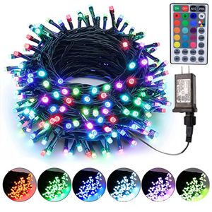 Inne imprezy imprezowe 66 stóp RGB Kolor Zmiana świątecznego sznurka światła 200 LED Fairy Garland Wtyczka W Connecleble Green Wire Tree Tree 231019