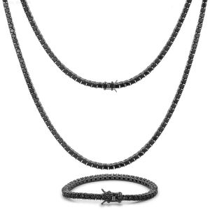 cadenas Fine Jewelry 4mm Vero argento sterling 925 Nero VVS Moissanite Collana con catena da tennis con diamanti per uomo donna
