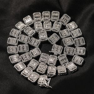 Modeschmuck 13mm quadratische Baguette-Kette Halsketten Hip Hop Legierung Kristallketten Luxus voller Iced Out Schmuck