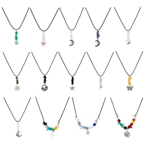 Anhänger Halsketten Quaste Halskette Schmetterling-Stern Mond Chip Kies Perle Halsband Ländlichen Schmuck Für Frauen Mädchen