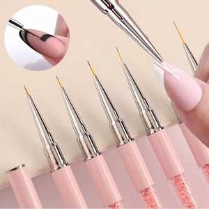 Makeup Tools Professional Nail Art Brushes Line Brush Pink UV Gel Målning Pen Carved Liner 3D Rhinestones For Manicure 231020