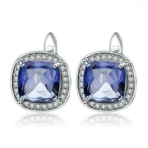 Orecchini a bottone Gem's Ballet Cuscino in argento sterling 925 da 4,44 ct Iolite naturale Quarzo mistico blu Orecchini con pietre preziose per le donne Gioielleria raffinata