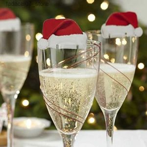 Christmas Decorations 100PCS Christmas Cup Paper Card Santa Hat Wine Glass Decor Ornaments Navidad Noel New Year Gift Christmas Decorations For Home YQ231020