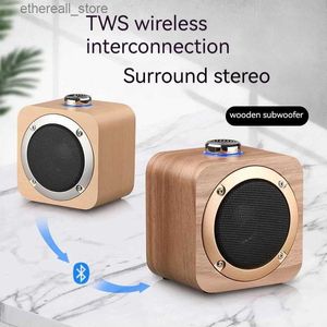 Głośniki telefonu komórkowego Nowe drewniane bezprzewodowe głośnik Bluetooth Home TWS połączone stereo głośnikowe głośnikowe pudełko Q231021