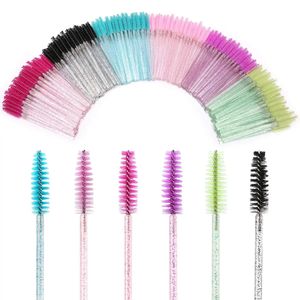 Makeup Tools 1000 PCS Glitter Mascara Wands Engångsögonfransborstar för tillägg Eye Lash Applicator Crystal Handle Makeup Tool Sats 231020