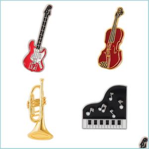 Pinos broches bonitos instrumentos musicais guitarra broches pino para mulheres moda vestido casaco camisa demin metal engraçado broche pinos emblemas ba dhyei