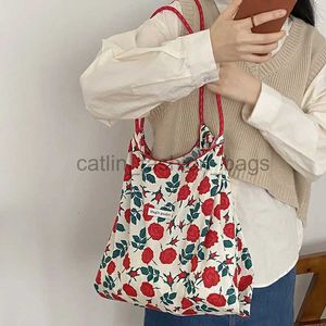 Omuz Çantaları Çiçek Yeniden Kullanılabilir Alışveriş Çantaları Büyük Kapasiteli Çiçek Baskılı Omuz Bagcatlin_Fashion_Bags