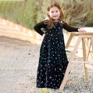 Vestidos da menina Meninas maxi vestido preto veludo inverno robe 4 camadas diagonais fechadas meninas roupas rendas fita suspensórios tamanho 3 20 anos 231019