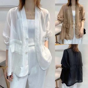 Kvinnors kostymer plus storlek S-3XL Kvinnor tunn blazerjacka vårens sommar Autumn Fashion Casual Elegant Loose Overize Office saknar vit kaki