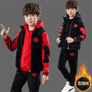 Conjuntos de roupas terno esportivo para meninos meninas roupas quentes carta crianças colete hoodies calças treino para crianças sportswear 4 6 8 12y 231020