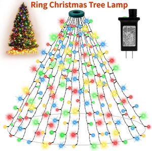 Other Event Party Supplies Christmas Tree Decoration LED Strips Light WarmWhiteColorful With Ring Top Kits for Gardens Festival Waterfall String 231019