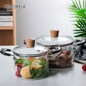 Soup Stock Pots Transparent Glass Cooking Pot Heatresistant Kitchen Vegetable Salad Noodle Bowl Flame ExplosionProof Cookware 231019