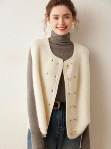 Maglioni da donna ZOCEPT Gilet cardigan in cashmere di capra di alta qualità per le donne Autunno Inverno Cappotto maglione senza maniche lavorato a maglia casual coreano