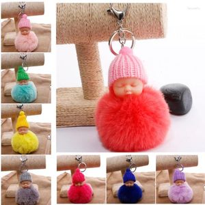 Klasynie 10pcs/Lot Cute Sleeping Doll Ball Ball Biełaj Kluczowy uchwyt samochodowy torba wisiewała Pluszowa faux fur