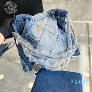 2023 Siyah Çöp Çanta Tasarımı Denim Antika Gümüş Büyük Tote Çanta Bayanlar Omuz Messenger Çantası Alışveriş Çanta Çanta Çanta Tasarımcı Çanta