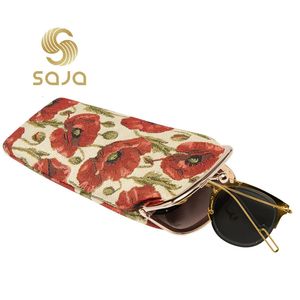 Estojo de óculos de sol SAJA Tapeçaria Estojo de óculos feminino Estojo de óculos de sol vermelho Poppy Bolsa Carteira Capas para óculos Estojos femininos para óculos infantis 231020