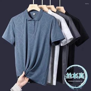 Men's T Shirts Short Sleeved T-shirt For Polo Shirt Summer Mesh Ice Silk Lapel Business Casual Half Middle-aged And Elderly Dad