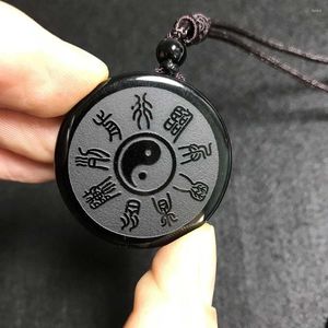 Anhänger Halsketten Obsidian Yin Und Yang Taiji Bagua Halskette Neun Worte Der Wahrheit Glück Amulett Kristall Schmuck Paar Paarung Urlaub Geschenke