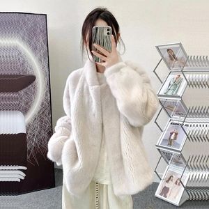 Women's Fur 2023 Korean Warm Faux Coat Winter Women Pink White Black Short Stand Up Long Sleeve Casual Female Outerwear