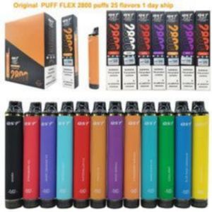 Электронные сигареты Original QST Puff FLEX 2800 затяжек 50 мАч 8 мл 0% 2% 5% Предварительно заполненное устройство, одноразовый вейп, авторизованный, 28 цветов