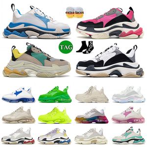 Triple S Sneaker Luxury Designer Buty Men Men Kobiety Czarno-Różowy Czerwony Zielony Zielony Żółty Platforma Platforma męska 36-45