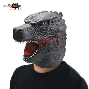 cosplay Eraspooky Classico film giapponese Dinosauro Mostro Cosplay Maschera in lattice Costume di Halloween Festa per adulti Tirannosauro Copricapo Propcosplay