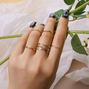 Cluster Rings Bohemian Retro Vintage Crystal Joint Phalanx 2023 Trend Ring For Women Hand Accessories Charm Simple Party Gift Jewelry