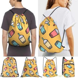 Borse per la spesa Modello unisex con coulisse Bubble Tea Zaini da donna Borsa da viaggio per allenamento da viaggio all'aperto