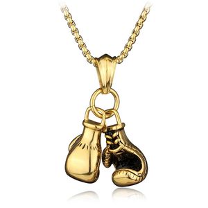 Chokers GoldSilver Plated Fashion Mini Boxing Glove Necklace Jewelry Cool Charm Pendant For Men Boys Gift Choker 231020