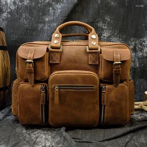 Valigette Moda Uomo in pelle naturale con tracolla Borsa a mano per notebook portatile da uomo 2023 Valigetta da lavoro