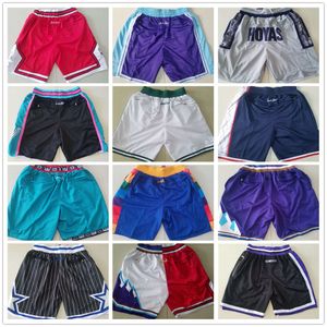 Team Just Don Shorts Sport Basketball Short Running Wear With Pocket Zipper Sweatpants Hip Hop Pants Blue White Black Red Purple Man Stitch Good