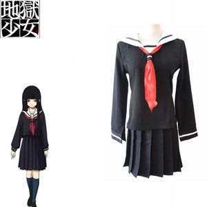 Cosplay Hell Girl Ai Enma Traje Jigoku Shoujo Anime Japonês Trajes Cosplay para Unissex Fantasia Marinheiro Uniformes Escolares Conjunto Completo