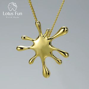 Kolye Kolyeleri Lotus Fun Real 925 STERLING Gümüş Doğal Yaratıcı El Yapımı Tasarımcı Güzel Mücevher Sıçraması Metal Kolye Kolyeden 231020