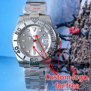 Wristwatches DIY Logo Name Custom NH35 Watch Sub Swimming 10Bar Waterproof Luxury Men's Luminous Dial Automatic Wristwatch Sliver