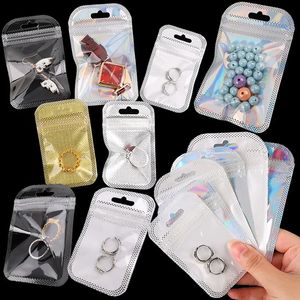 Jewelry Boxes 50PCS Transparent Self Sealing Bags Hang Pouch Thicken OPP for DIY Organizer Retail Display Packaging Storage 231019